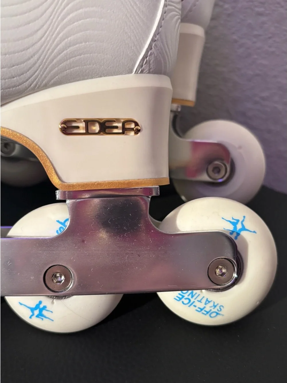 EDEA WAVE White Artistic Off Ice Skates with Purple Laces & Swarovski Crystals - Picture 2 of 16